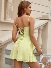 Jacquard Crisscross Tie Back See Through Cami Dress